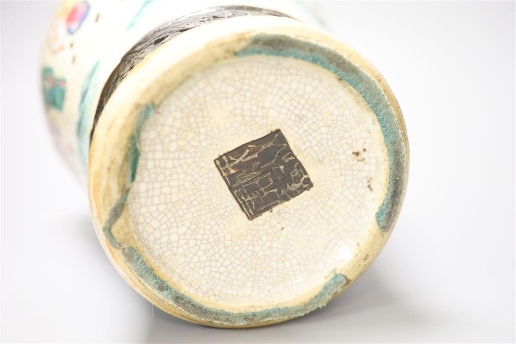 A 19th century Chinese crackleglaze famille rose vase, 31.5cm